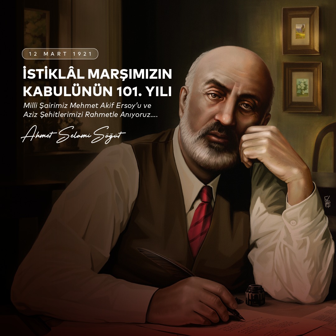 Milli mücadelemize ruh katan, bugün de bizlere yol gösteren İstiklal Marşımızın kabulünün 101. yıl dönümü. Bu özel günde Milli Şairimiz Mehmet Akif Ersoy’u rahmet ve minnet ile yad ediyorum.

‘’Allah bu millete bir daha İstiklal Marşı yazdırmasın.’’