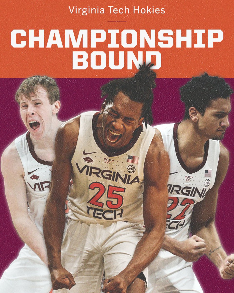 accnetwork's tweet photo. FOR THE FIRST TIME IN PROGRAM HISTORY ...

VIRGINIA TECH WILL PLAY FOR THE ACC 🏆 @HokiesMBB https://t.co/sreOil7sQA