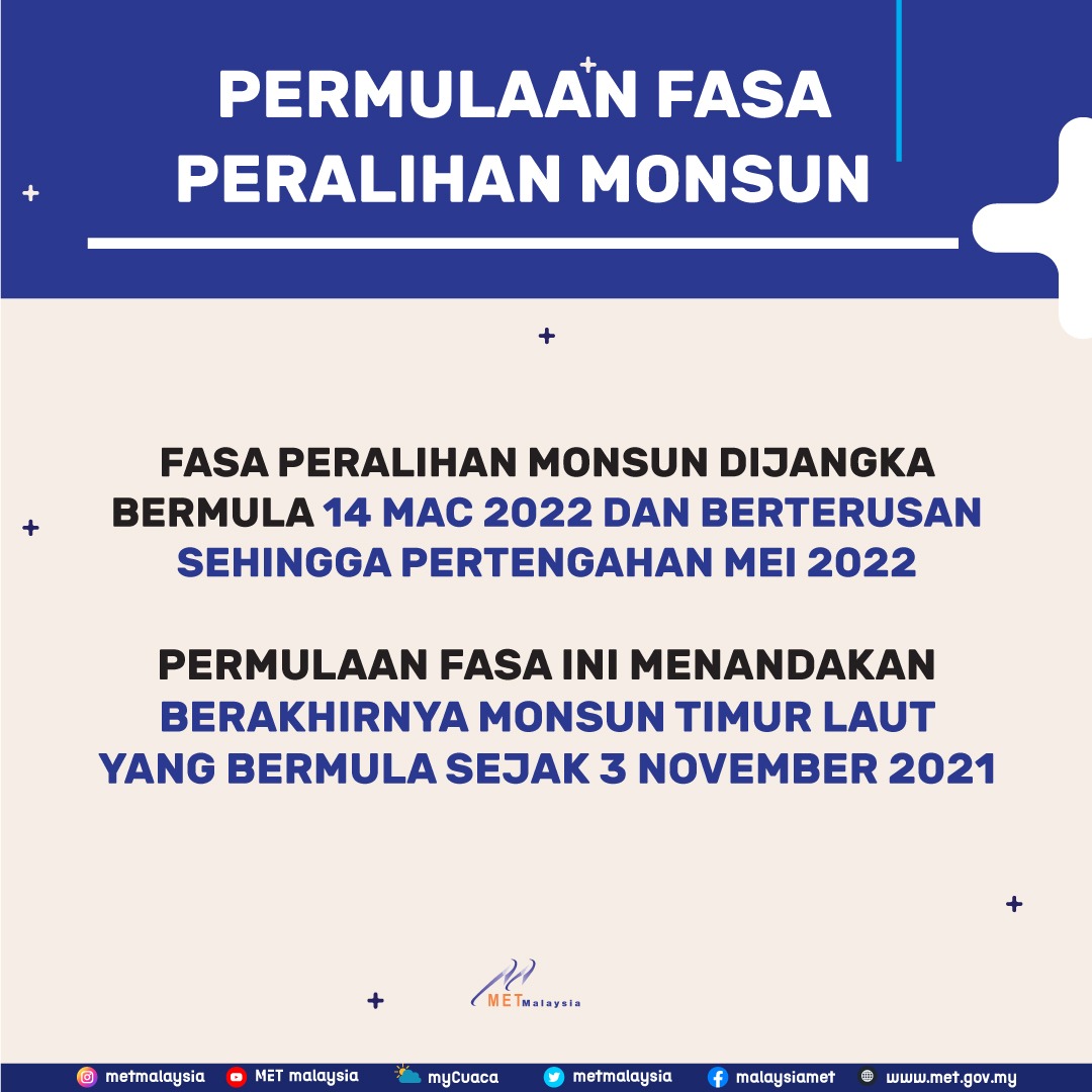 metmalaysia's tweet photo. Orang ramai dinasihatkan untuk lebih berwaspada ketika tempoh ini dan sentiasa peka dengan ramalan dan amaran cuaca yang dikeluarkan oleh Jabatan Meteorologi Malaysia.

#peralihanmonsun
#metmalaysia https://t.co/qKQejzObFP