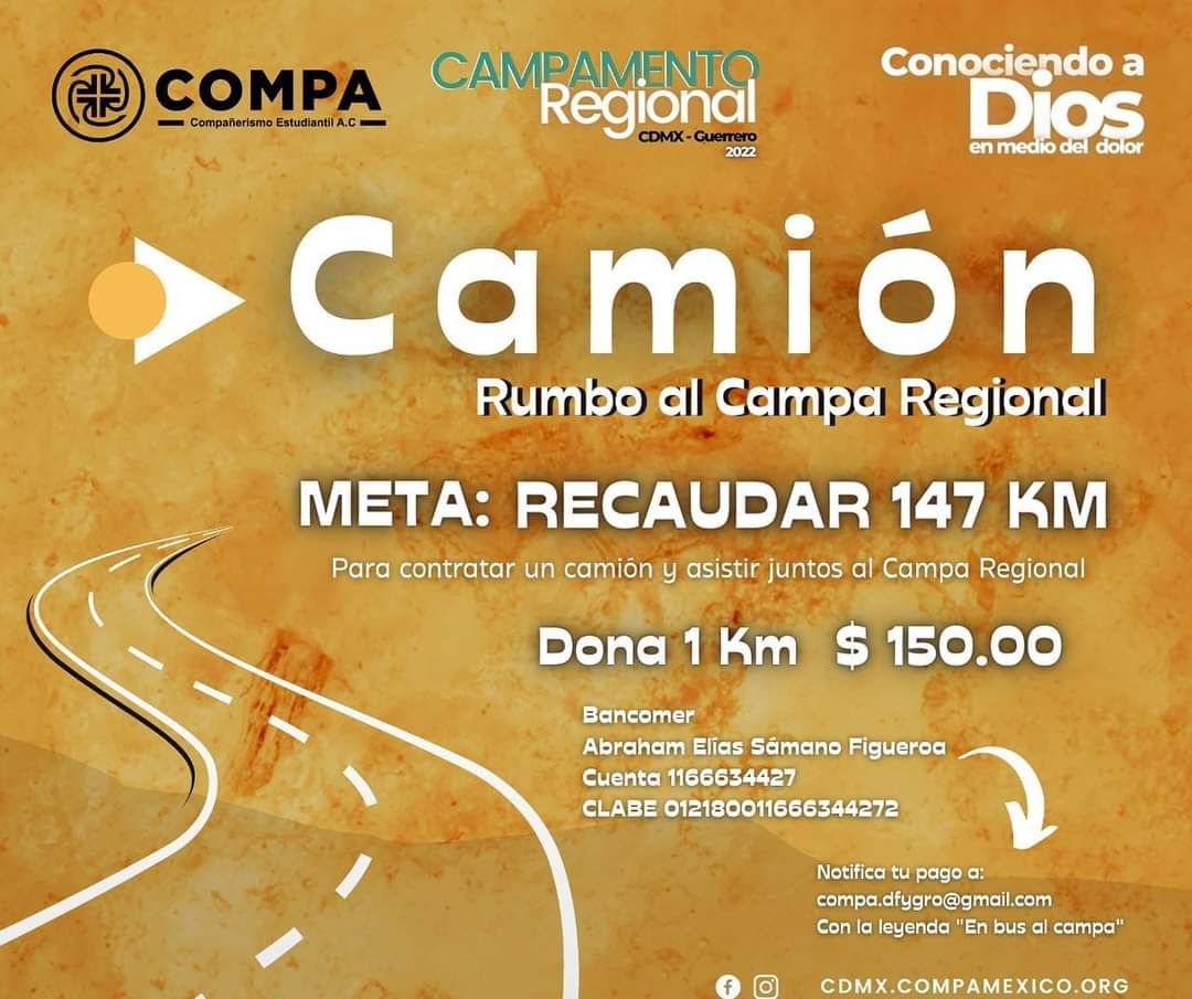 Compa_CDMX's tweet photo. ¿Quieres apoyar a un estudiante para seguir creciendo en su fe?

¡Dona un kilómetro para que los estudiantes puedan llegar a Citlali!

Por $150.00 puedes donar 1km de recorrido en autobús

Haz clic para saber cómo 👇
https://t.co/GFRvaVsNTo https://t.co/MLGo0n4p8C
