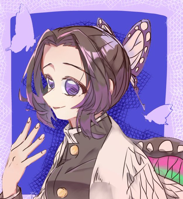 睦月さんがTwitterに投稿した胡蝶しのぶ(鬼滅の刃)のイラスト。