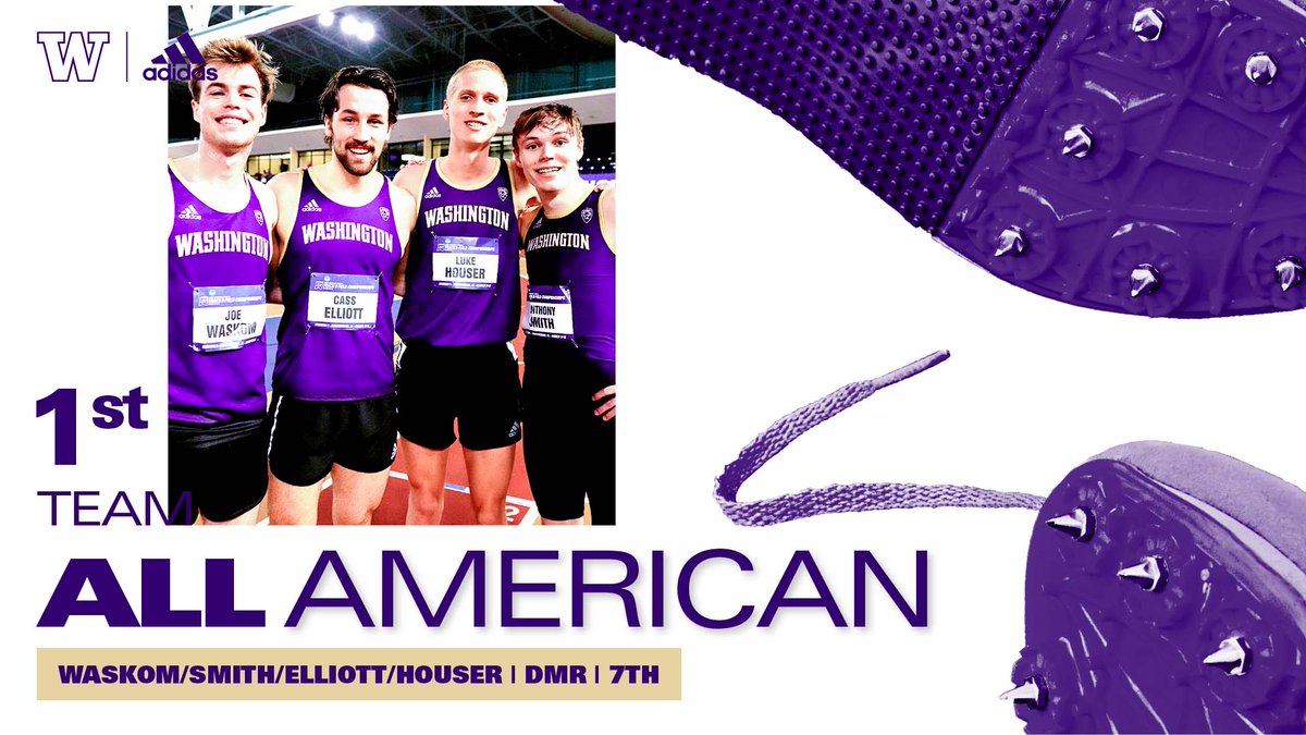 The All-King County Crew makes the Dawgs 6⃣-for-6⃣ in First Team All-Americans on the men's side. All four legs of tonight's 7th-place DMR hail from within King County limits. The men post 🔟 team points in a thrilling two-hour stretch tonight! #GoHuskies
