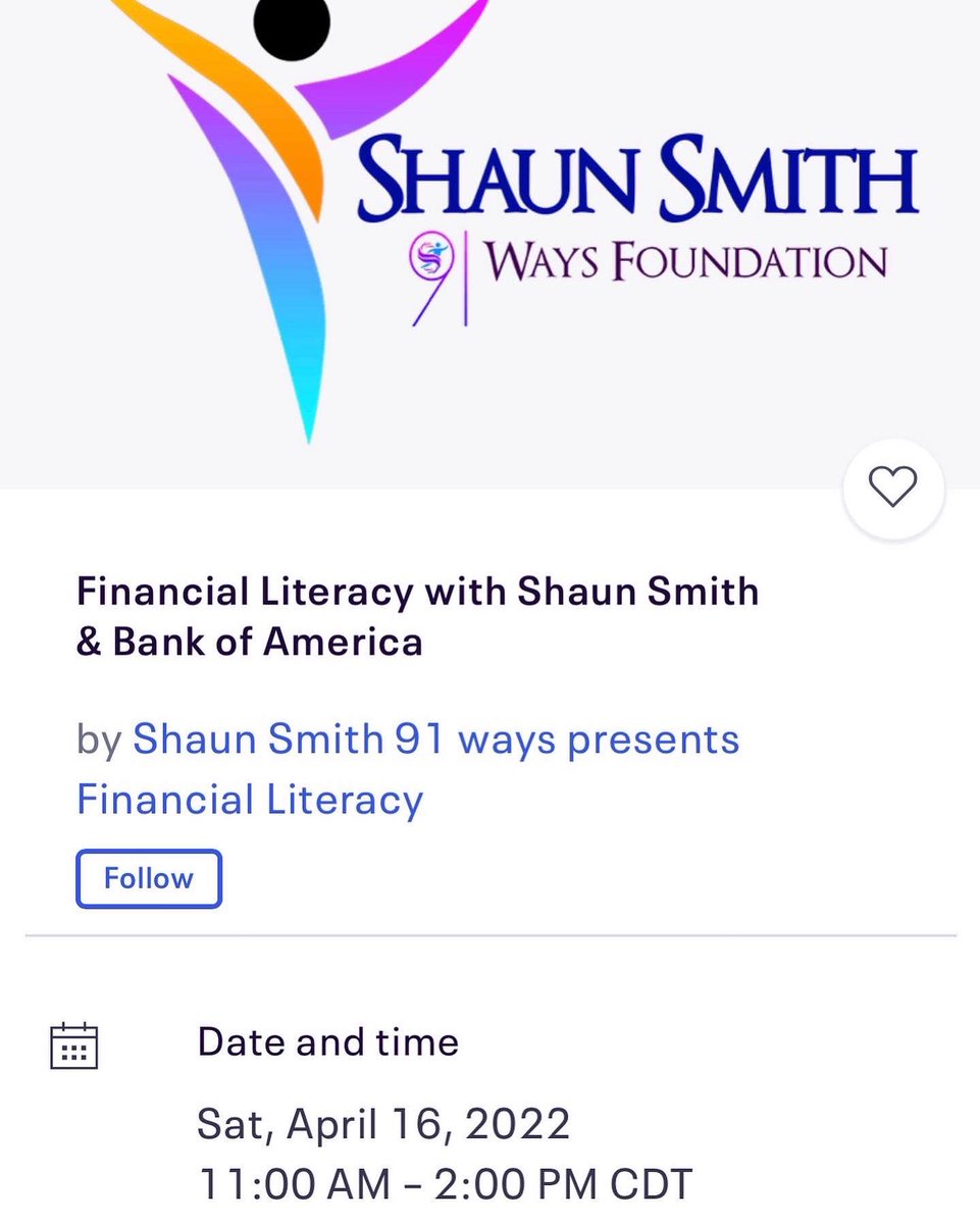 shaun smith (@autumnsjs90) on Twitter photo 🚨🚨Save the Date Apirl 16,2022 <a href="/91waysfdn/">shaunsmith91ways</a> & <a href="/bankofamerica/">Bank of America</a> presents a financial literacy event that you don’t wanna miss It’s a free virtual event that will help the youth developer the building blocks of financial capability. Link is in the bio #financialliteracy ages 12-18💰 🚨🚨Save the Date Apirl 16,2022 <a href="/91waysfdn/">shaunsmith91ways</a> & <a href="/bankofamerica/">Bank of America</a> presents a financial literacy event that you don’t wanna miss It’s a free virtual event that will help the youth developer the building blocks of financial capability. Link is in the bio #financialliteracy ages 12-18💰