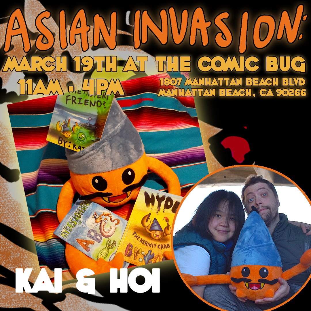 thecomicbug's tweet photo. 1/ We're proud to present #AsianInvasion : an Asian Comic Creator Celebration organized by @HoraToraStudios 3/19 11-4p! 
Christie &amp; @IAmDemonBitch will be representing, as are @Hydehermitstud1 , @UpperDeckEnt sketch card artist @Lak_Lim @RenHanami &amp; Don Schmidt of a Ninja Mom! https://t.co/skpAYMJh78