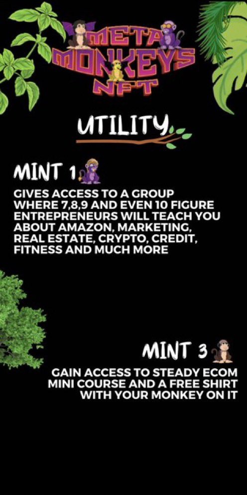 kokid951's tweet photo. 🚀This is the FIRST NFT Project with real life utility🚀

By owning 5 @metamonkeysnfts 🐒 , you get access our Amazon Dropshipping Program that has helped over 3000 people create passive income online!

Who’s excited for our whitelist presale today at 6 Pm PST!🎉🐒🍌 https://t.co/V37qEZ98Sh