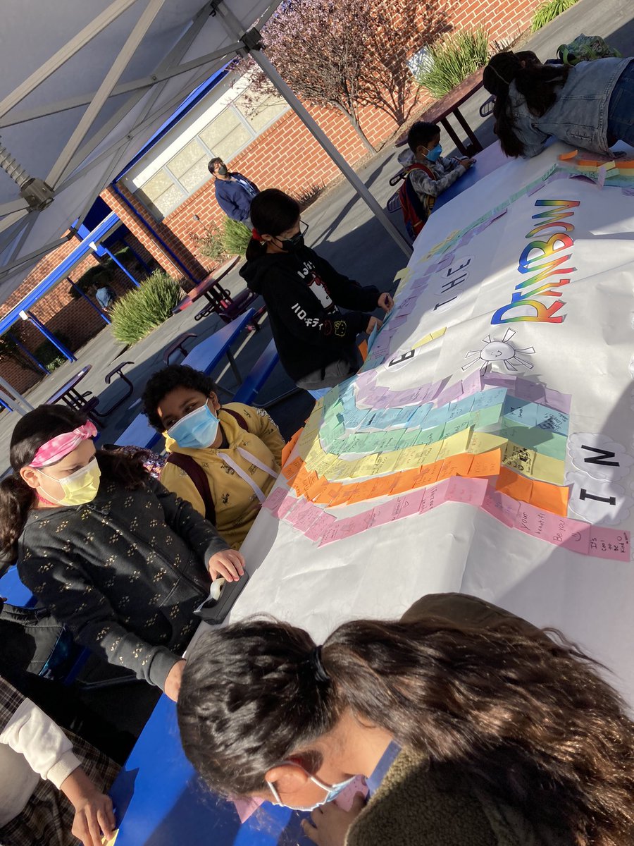 To SELebrate #SELday students wrote words of affirmation and kind messages to form a rainbow🌈. Having compassion and empathy for others is an essential part of Social Emotional Learning. <a href="/birneyERUSD/">Birney Tech Academy</a> <a href="/ooliverDLC/">Olivia Oliver</a> <a href="/ElRanchoSchools/">El Rancho Schools</a>