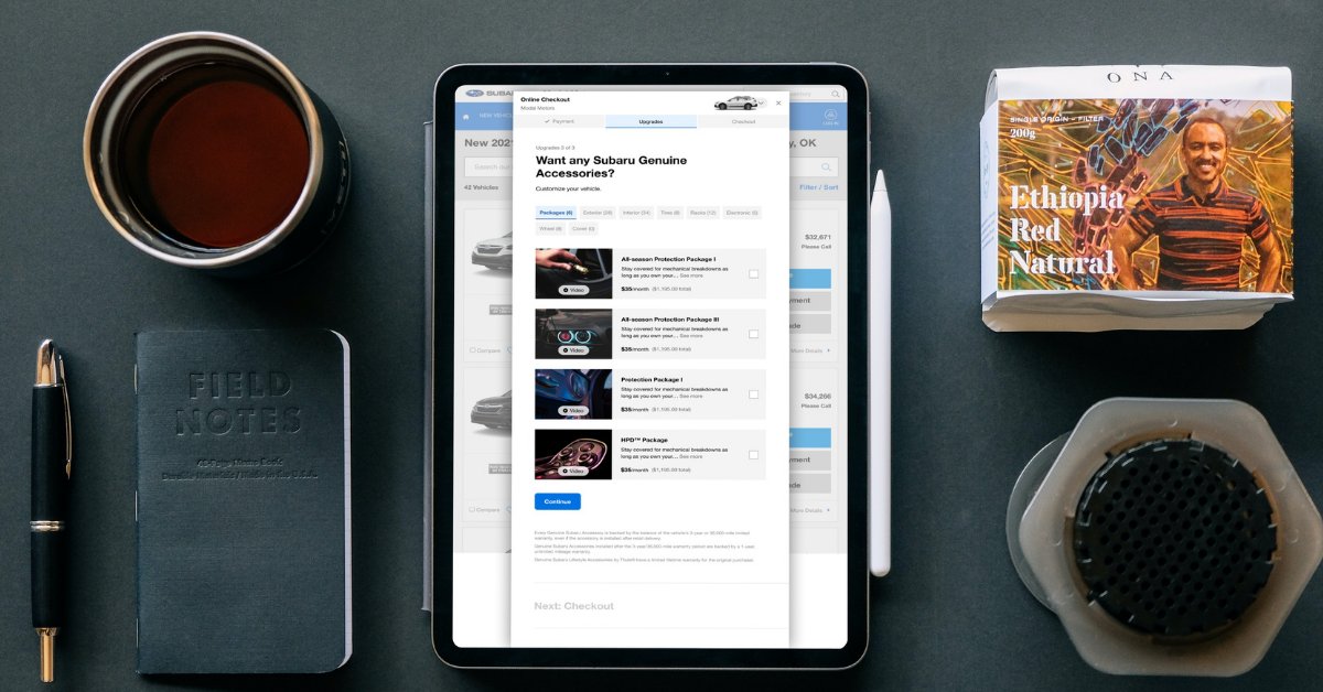 modalcommerce's tweet photo. Product News: Subaru dealers can now enable accessory integration on Checkout to display and offer genuine Subaru accessories during the online buying experience. Learn more: https://t.co/fWLHgf71ME #autoecommerce #subaruaccessories #subaru #digitalretailing #autotech #carsales https://t.co/mTP9B5kLVu