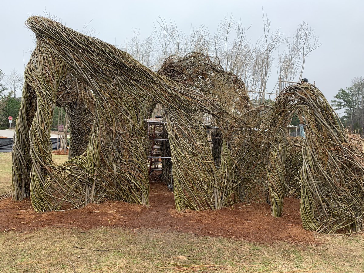 brimfeld's tweet photo. Volunteering in #carync at #patrickdougherty #artinstallation https://t.co/V5aGmWZ8th