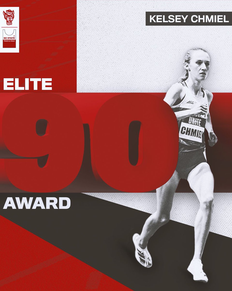 Wolfpack_TFXC's tweet photo. Couldn't be any prouder of @kelseychmiel! 

An incredible athlete and an incredible student, she is our first-ever recipient of the NCAA Elite 90 Award for women's indoor track &amp; field.

📰 https://t.co/TcLQj4CCXZ https://t.co/oNuETMi9Pi