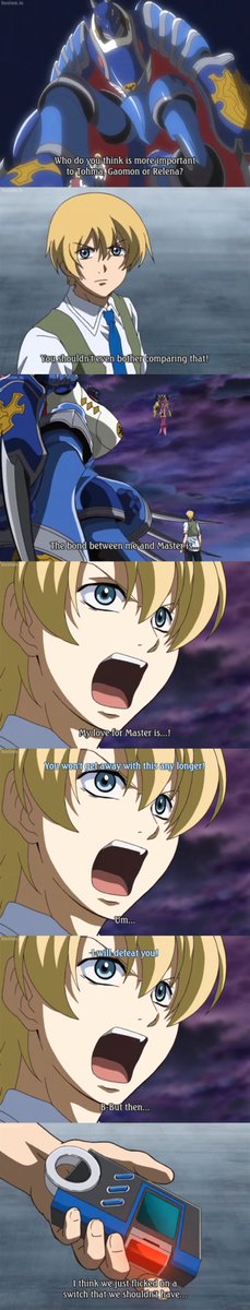 LucasPSI3's tweet photo. Gaomon from Digimon Savers is implied to be in love with his human partner Thoma H. Norshtein. In a special episode Agumon and Lalamon debate whether Touma cares more for his sister or Gaomon, and Gaomon almost outs himself as gay before Lalamon decides to change the subject. https://t.co/fDEwzjPoZM