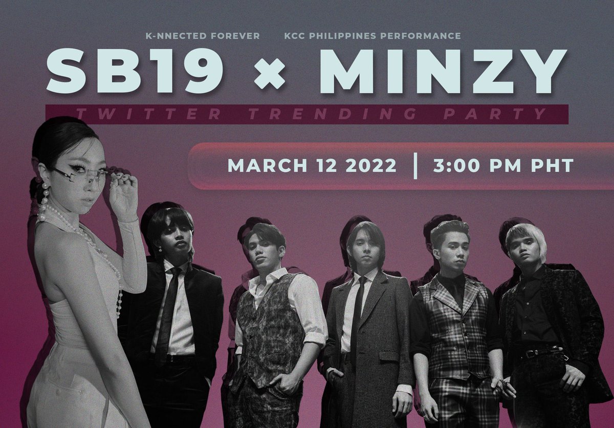 FGlobalTrends's tweet photo. [TRENDING EVENT]

Wha wha whats up A'Tin &amp; POS! Join us on our twitter trending party for SB19 and MINZY as they perform together LIVE at the KCCPHIL YouTube Channel for the grandest celebration of KCC new building launch.

📅: 03/12/22 | 3PM

See you all and let's get k-nnected! https://t.co/ZPF5DMnEpU