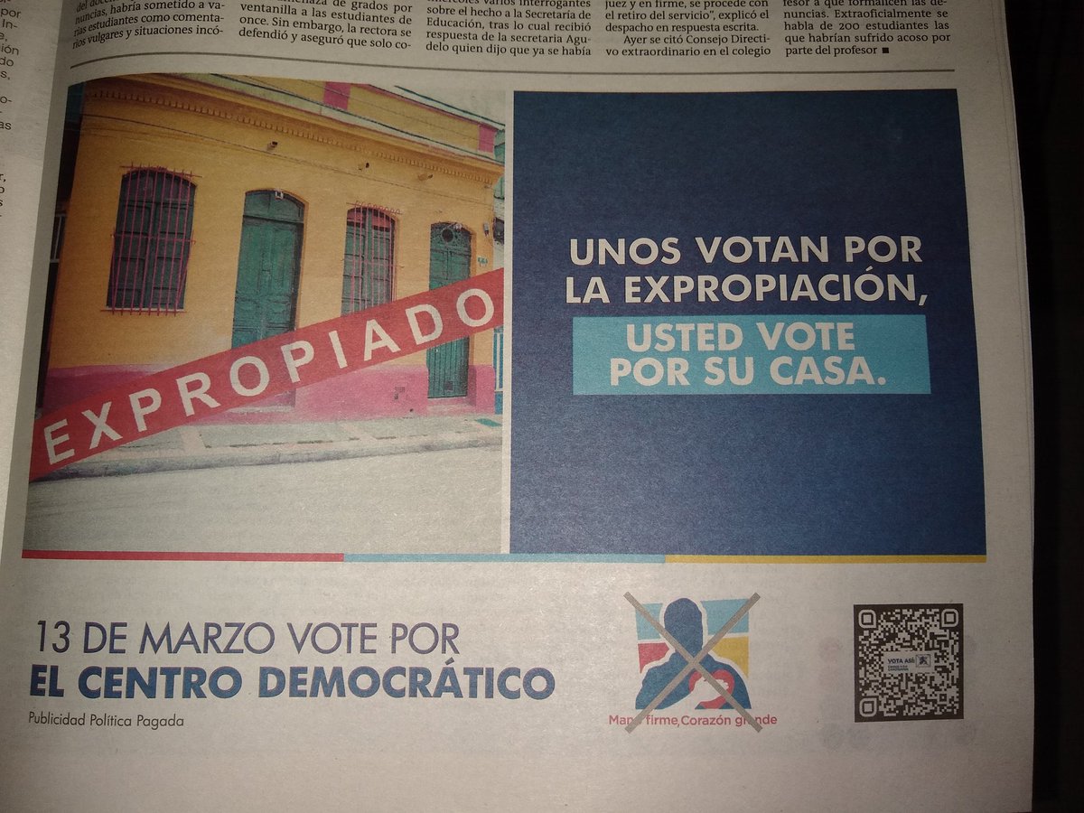 MauricioJaramil's tweet photo. Las #FakeNews están en todas partes. 

Para quienes las usan conscientemente para obtener beneficios, noticia: también serán víctimas de ellas. Ojo por ojo.

Aquí, el CD. Expropiar *casas* no está en las propuestas de nadie. 

Foto: @LaMamertina https://t.co/mZVi9CL2TU