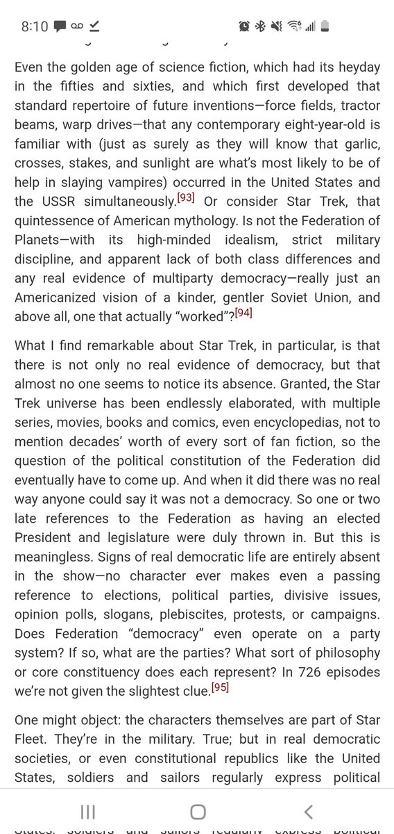 mike_roark45's tweet photo. @paradoomer I don't know if you seen Graeber's writings on Star Trek, but as a fellow Trek stoner, I found this interesting. It's from 'The Utopia of Rules'. Also this is the best retort to Trek is fascist that I've read. https://t.co/IBPmgJDSrv