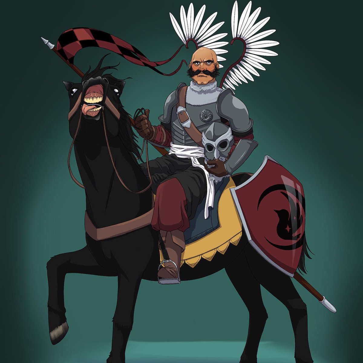 sketchy013's tweet photo. Sir Galahad Nightingale, and his majestic steed, Timmy.  From @UnreliableDnD campaign https://t.co/LLHohjrVNz
