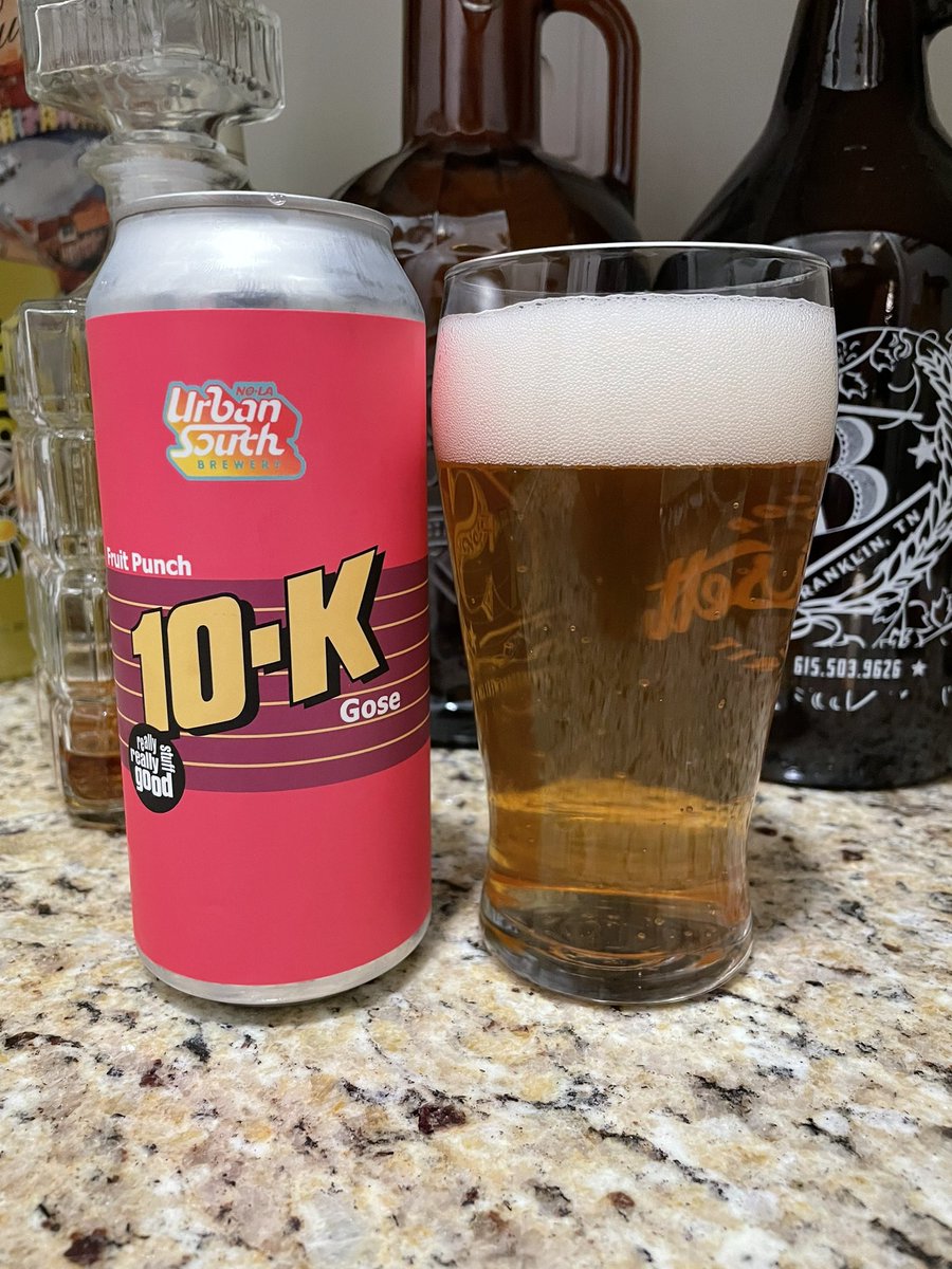 Craft_Beer_TN's tweet photo. Fruit Punch 10-K Gose by Urban South Brewery in New Orleans, LA. 4.2% ABV. Slight red in the gold. Sour and tart. Great with pesto!  #CraftBeer #CraftBeerLA #Sour #Gose @UrbanSouthBeer #UrbanSouthBeer https://t.co/lQZZlS7U2E