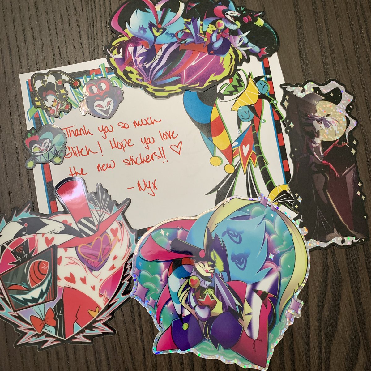 Mail from <a href="/frankenwaffle/">nyx</a> is always the best mail!!!!! Their art style is amazing!!!! #helluvaboss #HazbinHotel