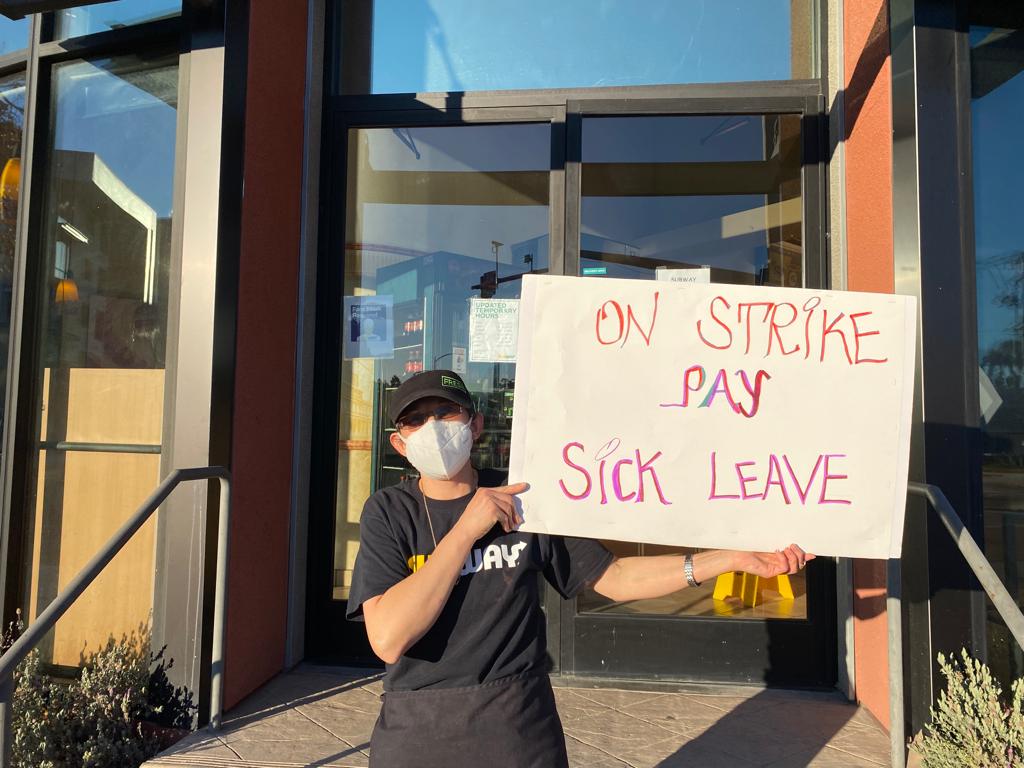 CAFFWUnion_SP's tweet photo. This comes during @CA_DIR's and 61 organizations #WorkerWeekofAction to understand rights related to workplace health & safety, retaliation, and worker leave and pay benefits.
We know our rights.
We're on strike to demand justice at @Subway!
#SemanaDeAcciónDelTrabajador https://t.co/2MKqLzSHqF