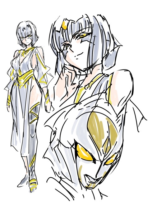 ウルトラマン DARKNESS HEELS -Lili- 
ダークネスヒールズ ーリリー
連載開始前 角川さんの会議室で描いた
最初のラフ 確かにインナーは着ないとね・・・^^; 