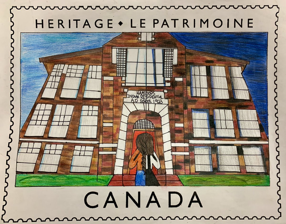 “To people outside of Canada it might seem like a clean, admirable &amp; safe place, but it also has a tragic and regrettable history.”  Kaitlyn (Dallas Elementary) was chosen as the District Champion of the 2022 Heritage Stamp Competition.  Incredible stamps came in from 18 schools.