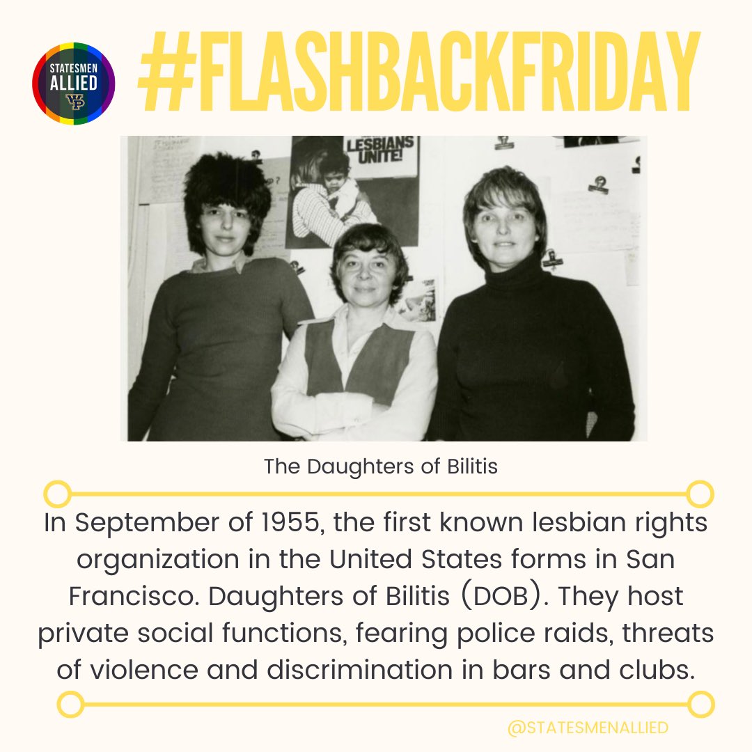 Happy #FlashbackFriday everyone! Let’s celebrate the founding of this fundamental group in lesbian history! #BeAnAlly 🏳️‍🌈