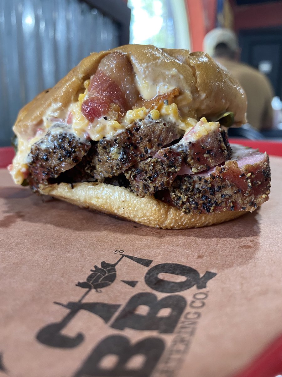 Just left the Lower Rio Grande Valley, and the area’s BBQ credibility is quickly rising since my last real tour through there two years ago. Behold the Peacemaker at <a href="/GWsBBQ/">GW's BBQ Catering Co</a> in San Juan which opened last year. Pork loin, pimento cheese, bacon, and candied jalapeños.