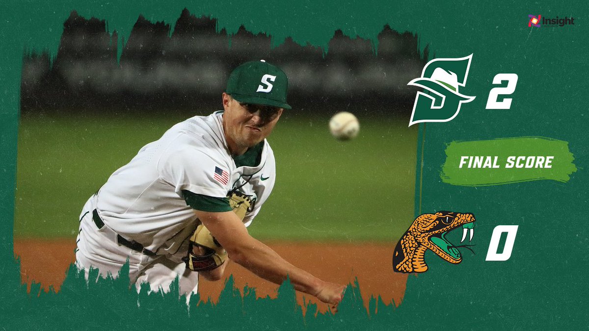 The duo of <a href="/NickDurgin/">Nick Durgin</a> and <a href="/AustinAmaral33/">Austin Amaral</a> were dominant on the mound as the Hatters pick up their first shutout victory of the year. Amaral with a career-high 5 IP with 10 big Ks. Game 2 tomorrow night at 6:30 pm
#GoHatters @ASUNBSB
