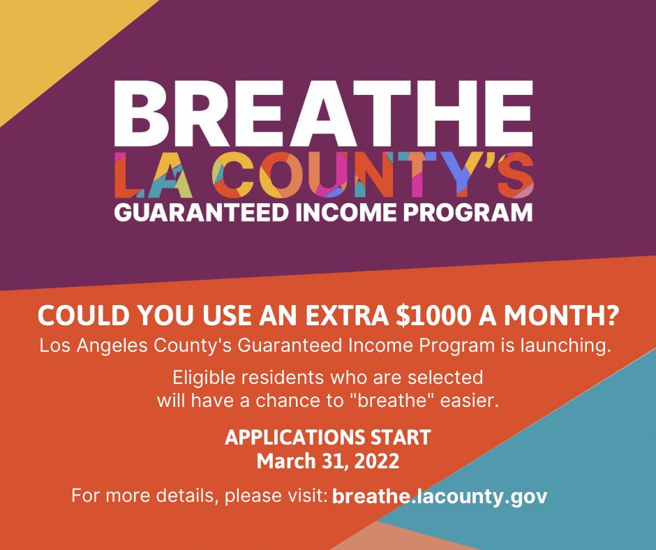 ContrerasFnd's tweet photo. Please see below for information on LA County's new Guaranteed Income Program:

Applications start March 31, 2022. 
For details on eligibility, please visit: https://t.co/rdQQVoNIGx
#guaranteedincome #AssistancePrograms #povertyalleviation https://t.co/RQPEPufmu0