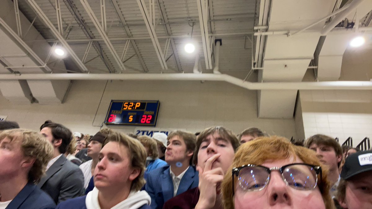 ryanhoffmann04's tweet photo. It’s 56-16 right now. The student section is resting the legs and recalibration. Onto Tuesday #blowout https://t.co/kDNsvL25MK