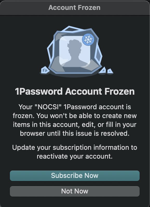 nocsi_'s tweet photo. Cancelling @1Password is quite the experience. Imagine having your credentials be held ransom if you don’t pay up $6.99/month. I think others are simply trapped as well https://t.co/g1bMrjBu5o