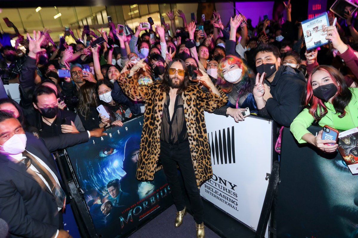 SonyPictures's tweet photo. First stop on the @MorbiusMovie tour: Mexico! Check out @JaredLeto and @AdriaArjona at the special fan screening. https://t.co/Uk1KASLA6t
