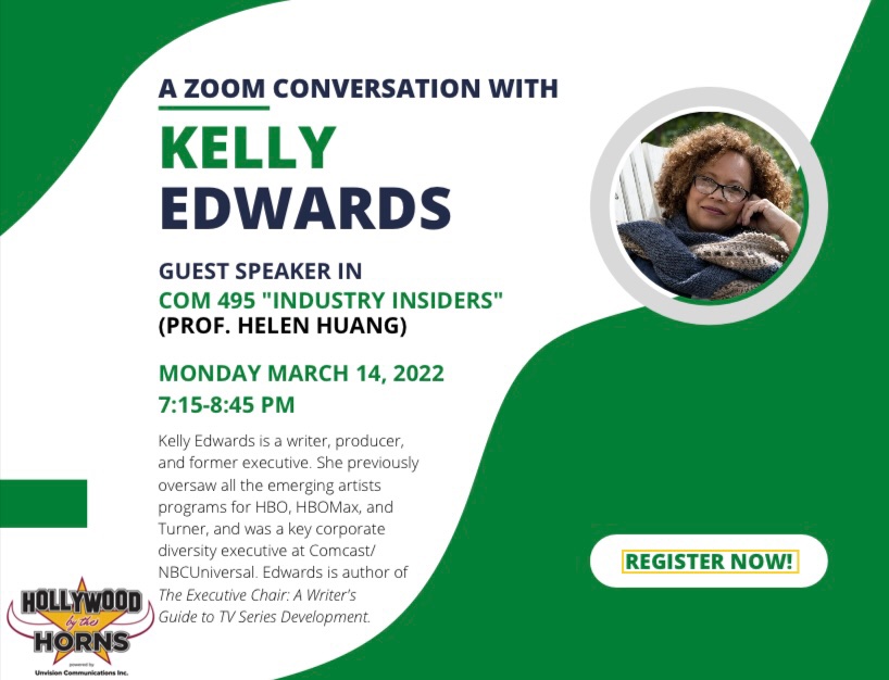 CSUDH_Com_Dept's tweet photo. 🚨Kelly Edwards will be a guest speaker in Professor Helen Huang’s COM 495 “Industry Insiders” this Monday March 14, 2022 @ 7:15-8:45 p.m. Don’t miss this awesome opportunity! 😁 
Here’s the link to register ⬇️
https://t.co/jC6k9gSmHS https://t.co/Gp3kLJ2rX2
