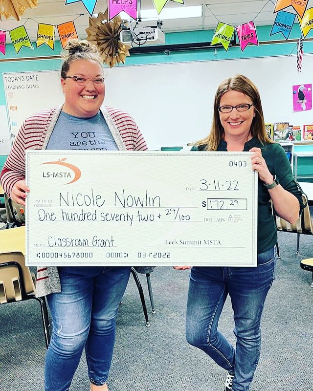 So excited to be selected by the LS CTA <a href="/MSTA/">Missouri State Teachers Association</a> for a classroom grant! The grant will support our @underwood_lsr7 Student-Led Broadcasting Club. #underwoodproud <a href="/LSR7/">Lee's Summit R-7 Schools</a>