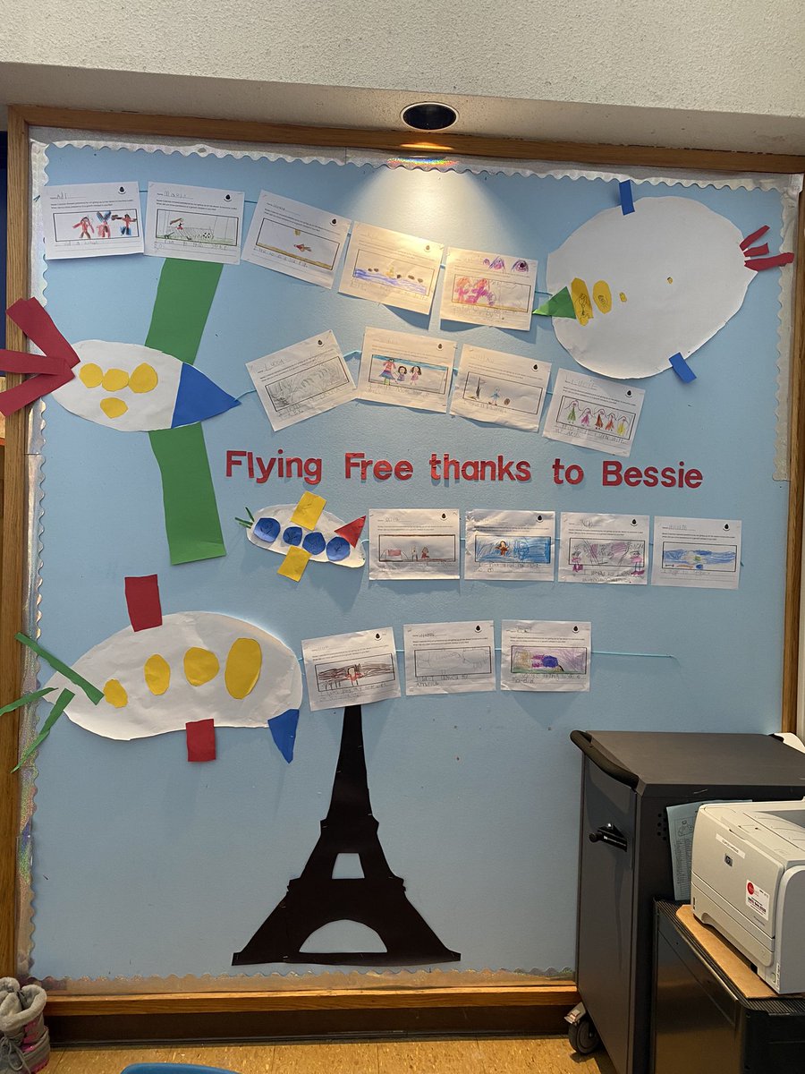 Thank you @Karyn_Parsons and <a href="/swtblackberry/">Sweet Blackberry</a> for inspiring the kindergartners to persevere at Conant yesterday with Bessie Coleman’s dream of flying  #flyingfree #bessiecoleman  <a href="/ABConantSchool/">Luther Conant Elementary School</a> #kindergarten