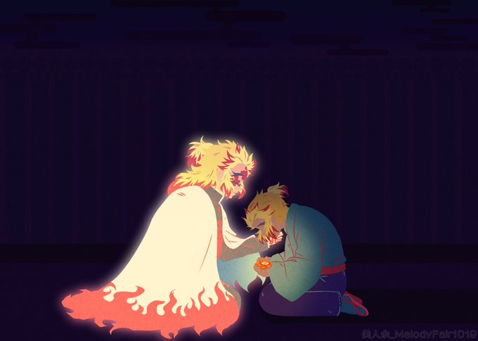 美人余 Melody FairさんがTwitterに投稿した煉獄杏寿郎(鬼滅の刃)のイラスト。