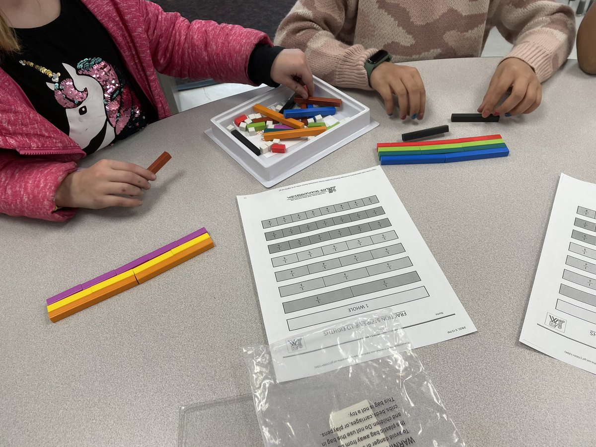 Fraction Action!!! Students using manipulative to get a deeper understanding of how fractions relate to each other. @WaxpoolES @LCPS_Math