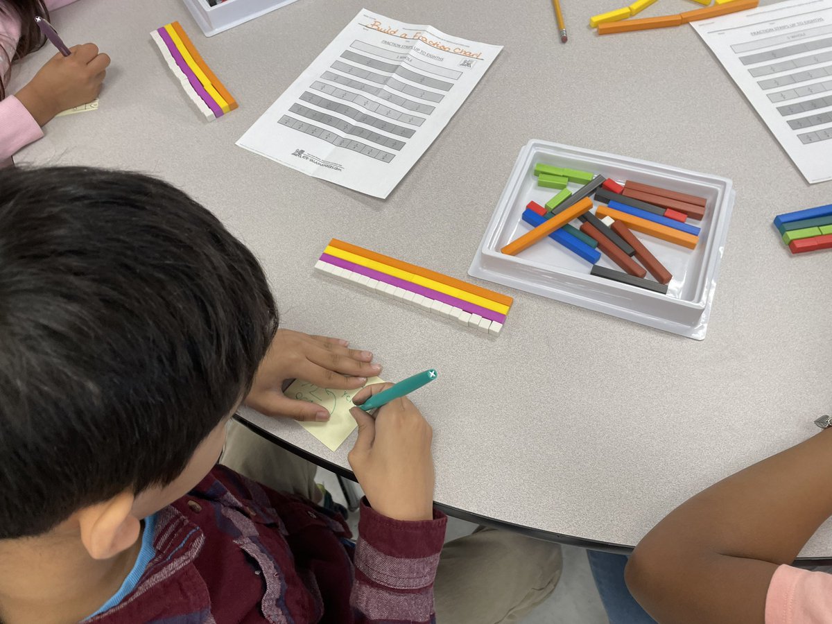 3rdThibault_WES's tweet photo. Fraction Action!!! Students using manipulative to get a deeper understanding of how fractions relate to each other. @WaxpoolES @LCPS_Math https://t.co/UQOJ0iWaMD
