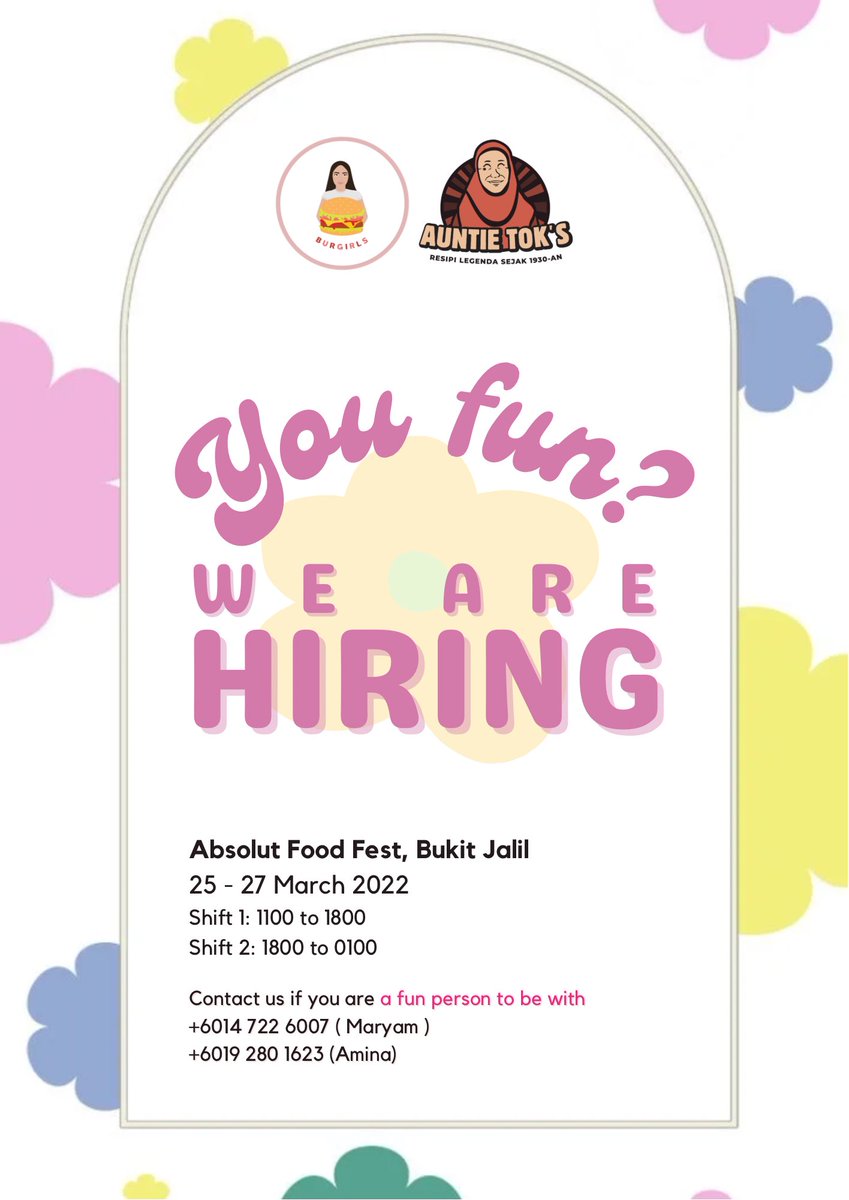 maryamarissa's tweet photo. Burgirls are hiring for Absolut Food Fest! Dm me if you guys want to work with us!! 🥰 Help me share this post please 🤍 https://t.co/61yhuEsbG6