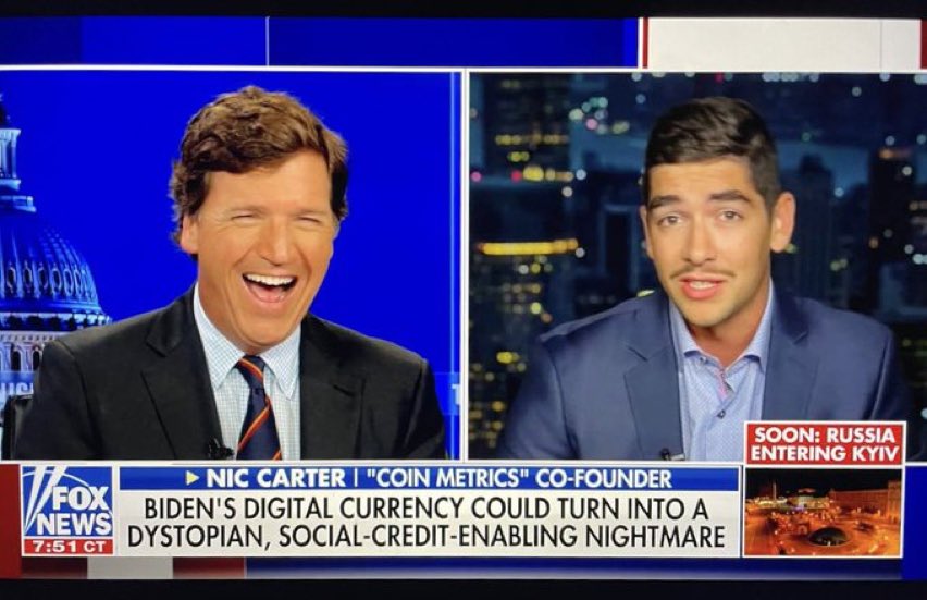 APompliano's tweet photo. Castle Island’s @nic_carter putting on a masterclass in public communication AND fashion tonight. https://t.co/TFkTjj5u8E