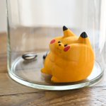 満腹でぷっくぷくなピカチュウ!瓶の中のもの全部食べたんだね!