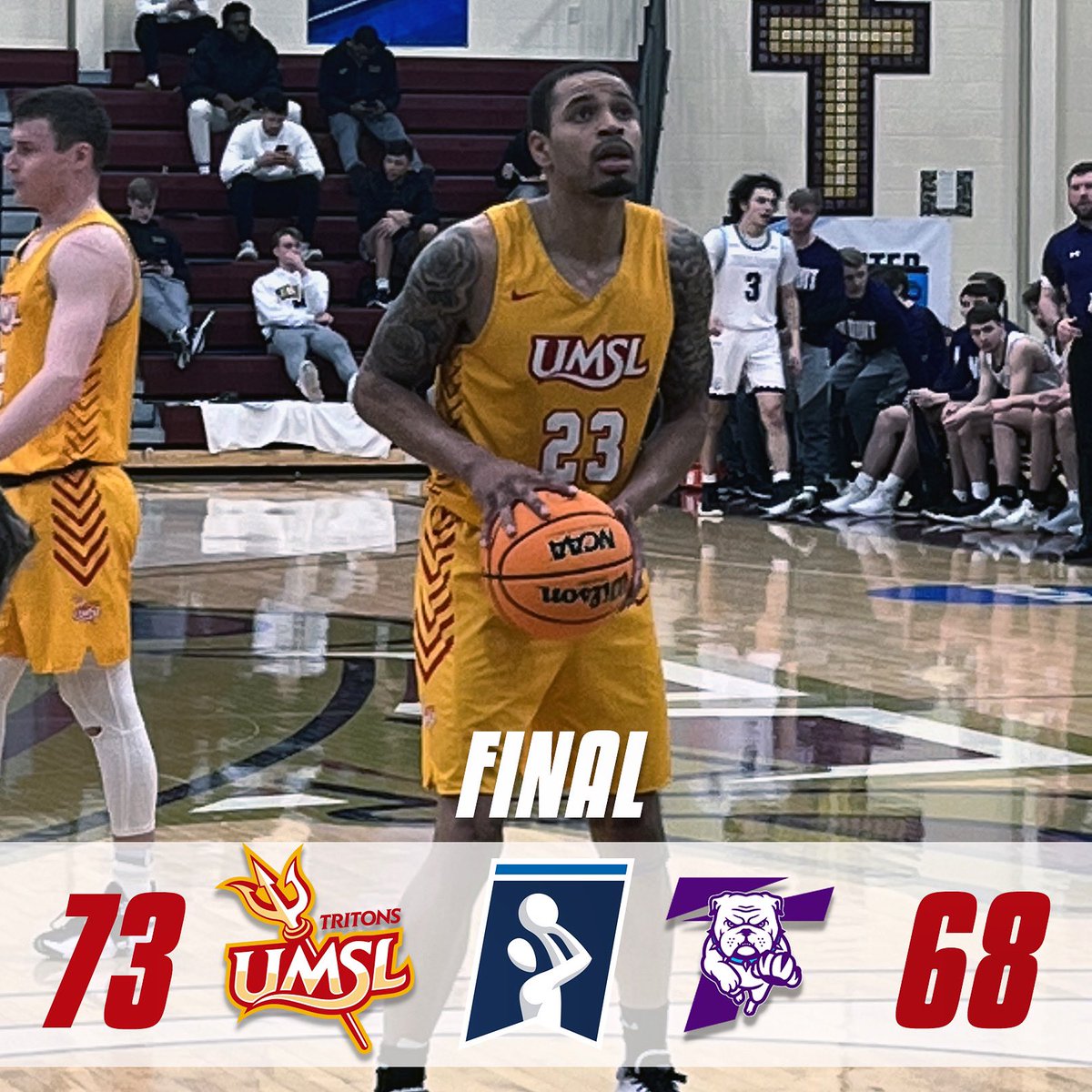 UMSLAthletics's tweet photo. SURVIVE AND ADVANCE!

#5 @umsl_mbb - 73
#4 Truman State - 68

Wissink - 15 pts
Collins - 12 pts
Jackson - 10 pts, 9 reb
Rose - 10 pts
Fuller - 10 pts
Webb - 10 pts https://t.co/ihZ4to8UME