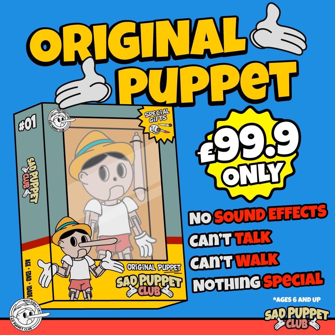 sadpuppetclub's tweet photo. ***Not real. Just for fun***

If it’s real, will you guys buy it?🤣

#opensea #nft #puppet #bitcoinmining #ether #polygon #art #funny #sadpuppetclub  #nftart #nftartist #nftcollector #nftcollection #nftcollectibles #digitalart #digitalillustration #digitaldrawing #toy https://t.co/XuBBRzBTe5
