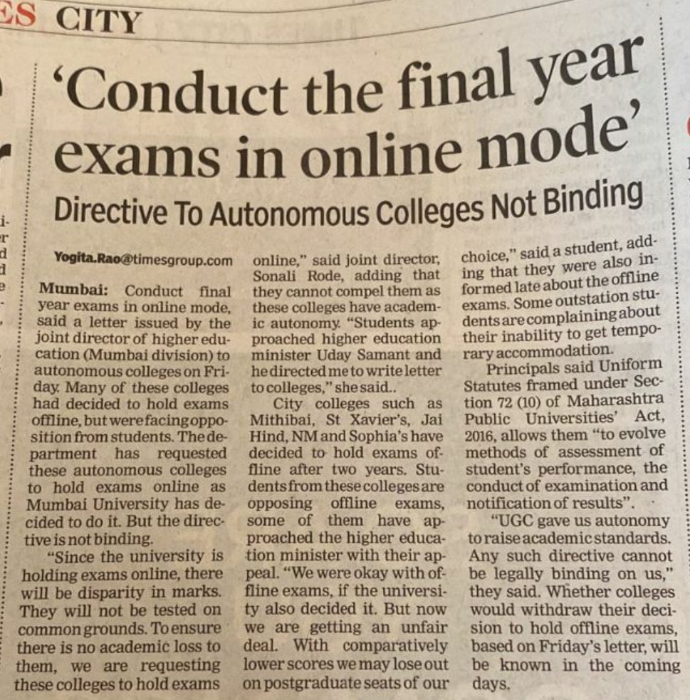 anubha1812's tweet photo. After Students demand online exam..  Mumbai University directed colleges to hold online exam 
@ShivUnity
#MumbaiUniversity 
#onlineexams https://t.co/F9CVV5eiPw