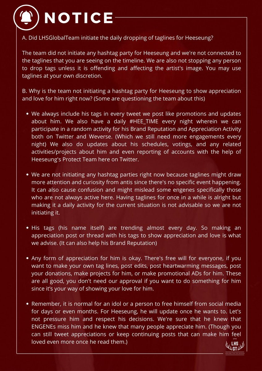 LHSGlobalTeam's tweet photo. [NOTICE]

Please carefully read and understand the statement below.

Thank you. https://t.co/KfHgE5wsCu