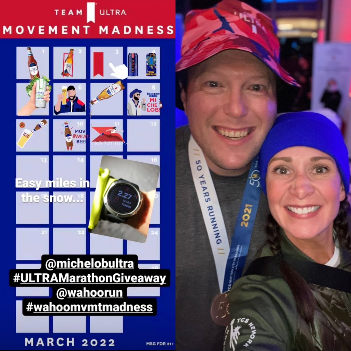 dgolgartjr's tweet photo. Hey @tkillrunning, want to run @nycmarathon with #TeamULTRA again?!? Did you get your mile in today for the #ULTRAMarathonGiveaway?
Who else is joining us and committing to running or walking at least 1 mile every day in March?
@michelobultra @WahooRunning #iwahoo #thisiswahoo https://t.co/f8d928qvbj