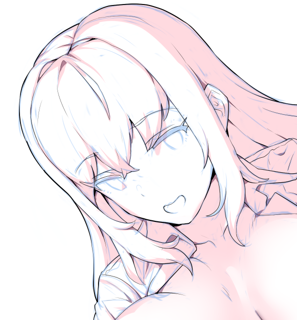 1影(肌以外)、3影マスクを調整。下塗りの色を戻してイメージも確認。肌の影を調整したら次は2影へ。 