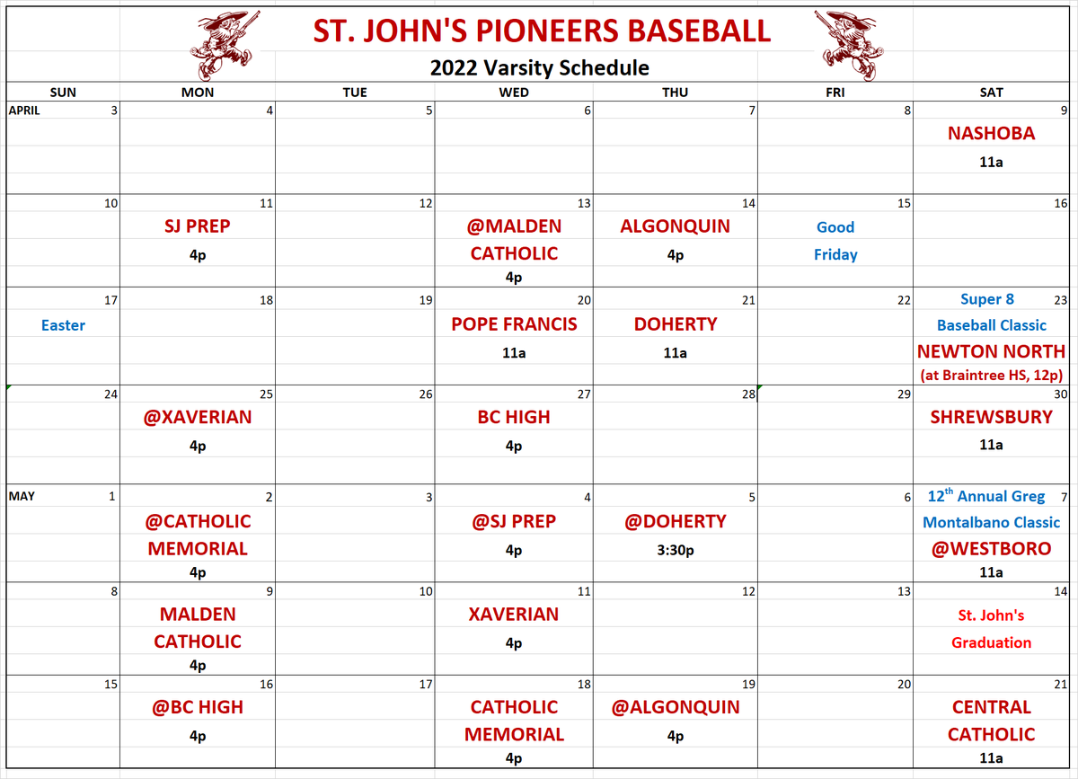 Saint John's HS Pioneers Baseball tweet media