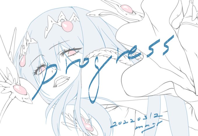 3/5、進捗、線画完了。好き勝手やらせてもらってます。 