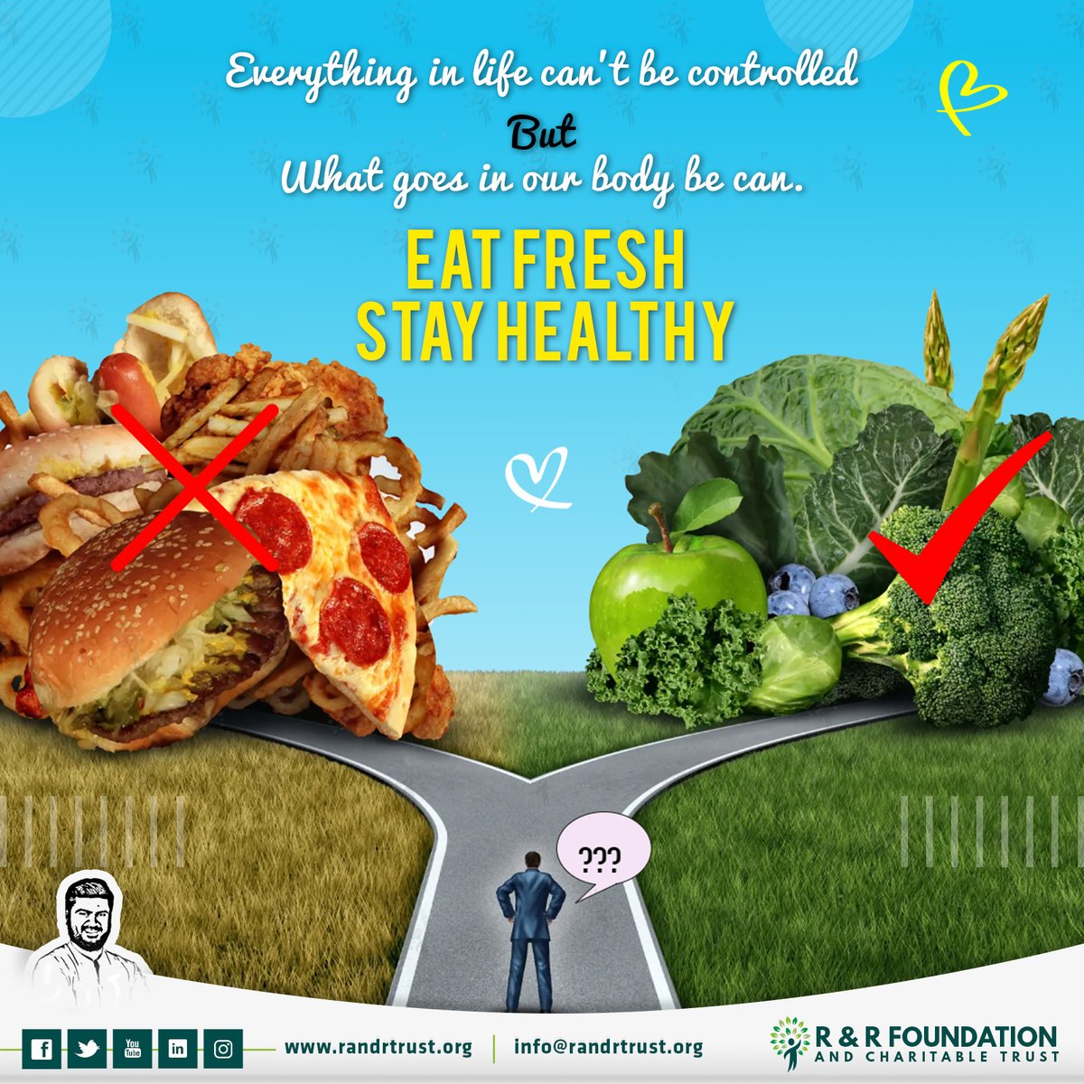 Eat Healthy, Stay Happy !!
Better health requires a healthy diet, so make sure you are eating the right food.😊
#RRFoundationTrust #EatHealthyStayHappy #EatFreshStayHealthy🤗🏋‍♀😋 #FreshEat #EatHealthyBeHappy💚