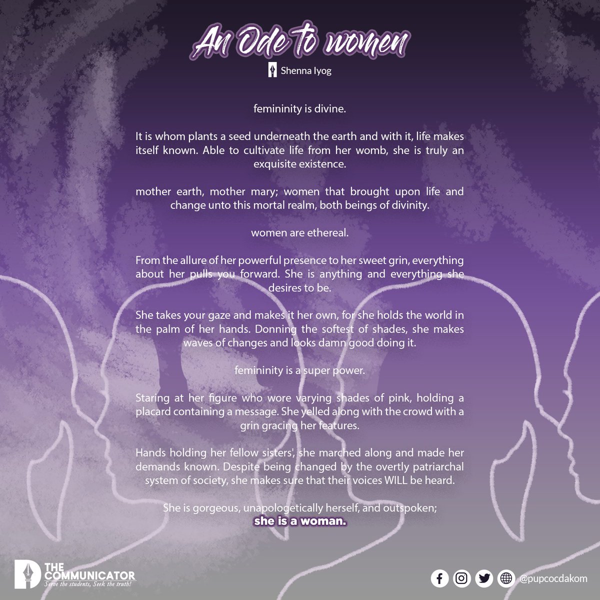 pupcocdakom's tweet photo. LITERARY | an ode to women

Read the whole piece here:
https://t.co/r7BQCClo97

Writer: Shenna Iyog
Artist: Haui Sacay https://t.co/gTaWSQj5HO