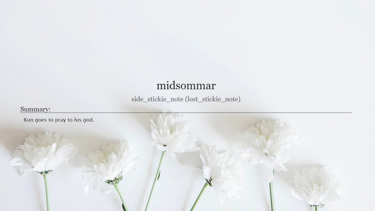 sidestickienote's tweet photo. midsommar

✺ kun/ten (kunten)
✺ E, nsfw, pwp, smut
✺ 3k
✺ loss of virginity, blowjobs, semi-public sex, rimming, body worship, religion, human!kun, godling!ten
✺ written for @littlewonderfic
✺ also for @thedreamIab | square: nectar

✺ https://t.co/idcKCoP78s https://t.co/Z2tbP4MO1r